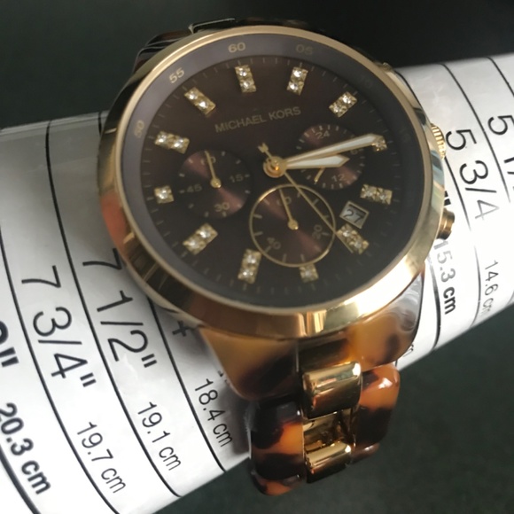 Michael Kors Showstopper Chronograph Tortoise Shell Women’s Watch MK5609 - Picture 9 of 16